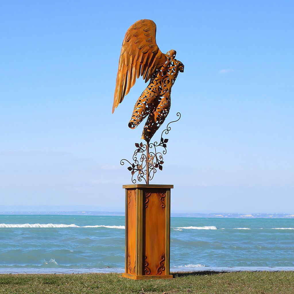  Engel Torso Mit Podest Aus Metall Im Floralen Design - Volantini