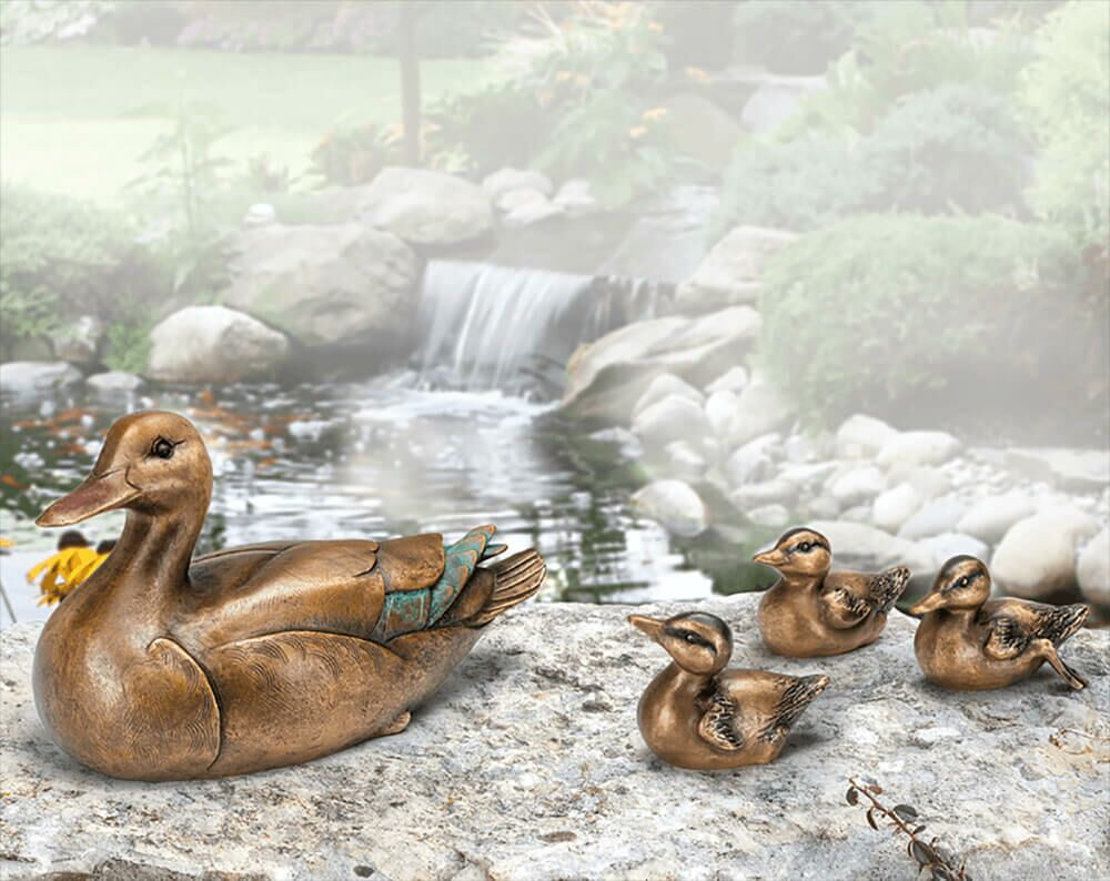  Entenküken Aus Bronze - Tierfiguren Für Den Garten - Entenküken Set