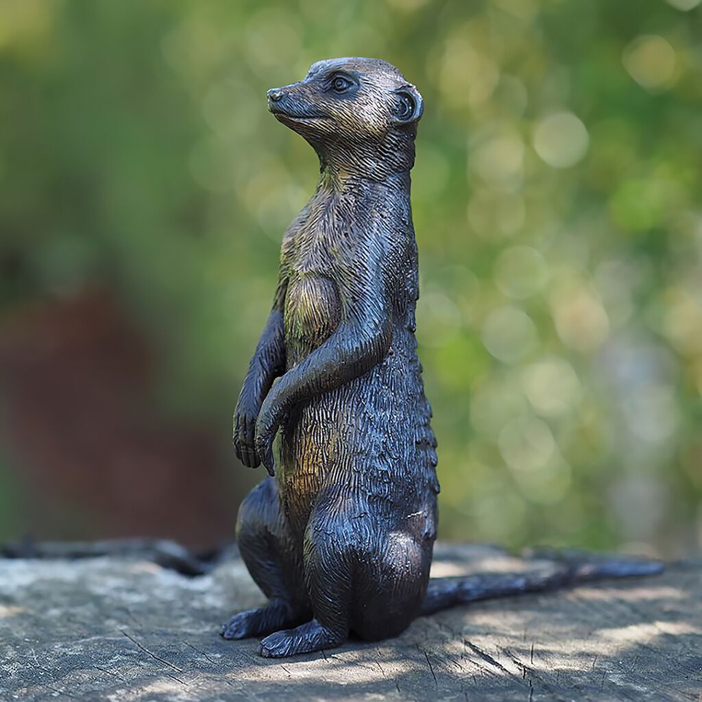  Erdmännchen Wacht über Die Umgebung - Bronze Tierfigur - Erdmännchen Claus