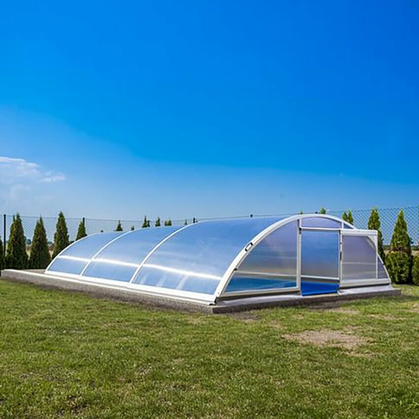  Erhöhte Poolabdeckung - Sonderanfertigung - Aus Aluminium &Polycarbonat - 2 Türen - Mookait Hoch