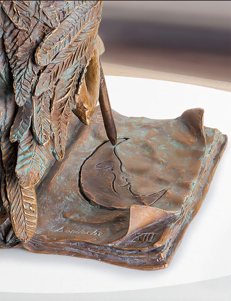  Eule Schreibt In Buch - Limiterte Bronzeskulpturen - Chouette Artiste