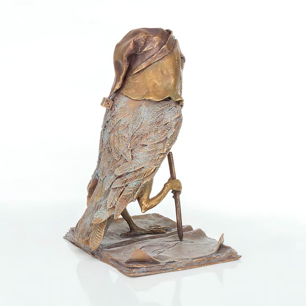  Eule Schreibt In Buch - Limiterte Bronzeskulpturen - Chouette Artiste
