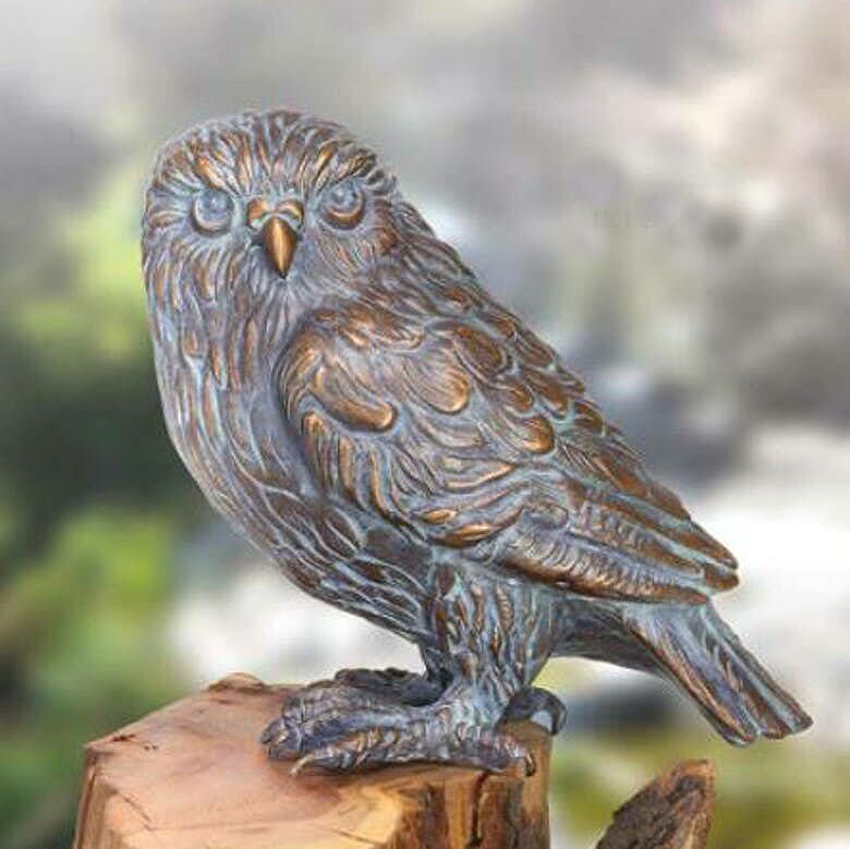  Eulenstatue Aus Bronze Für Den Garten - Eule Stehend