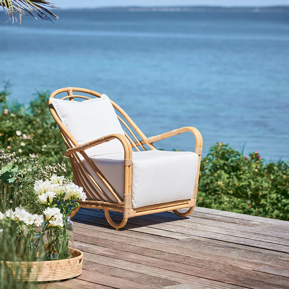  Extravaganter Lounge Sessel Aus Alu Rattan Mit Armlehnen In Hellbraun - Loungesessel Blenda