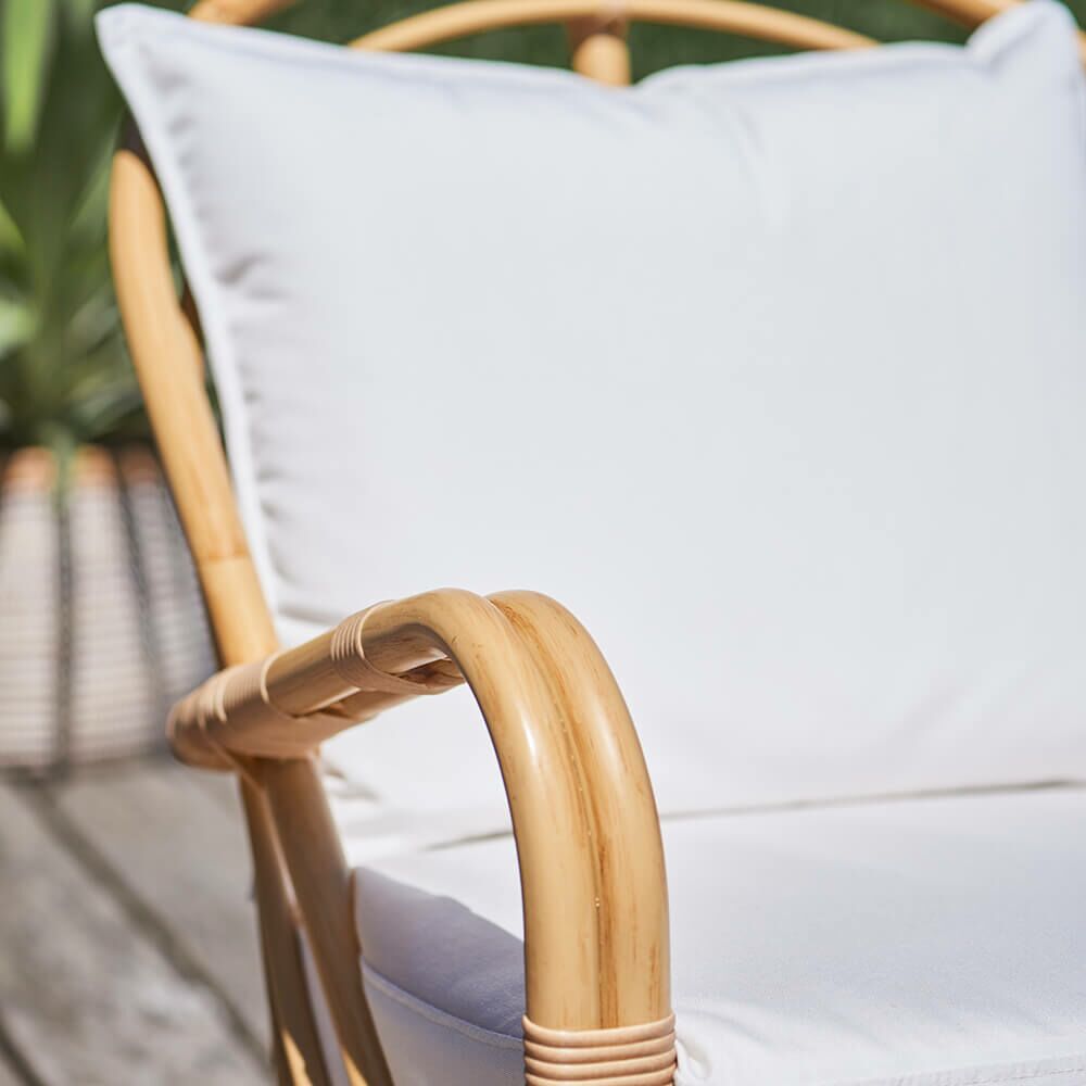  Extravaganter Lounge Sessel Aus Alu Rattan Mit Armlehnen In Hellbraun - Loungesessel Blenda