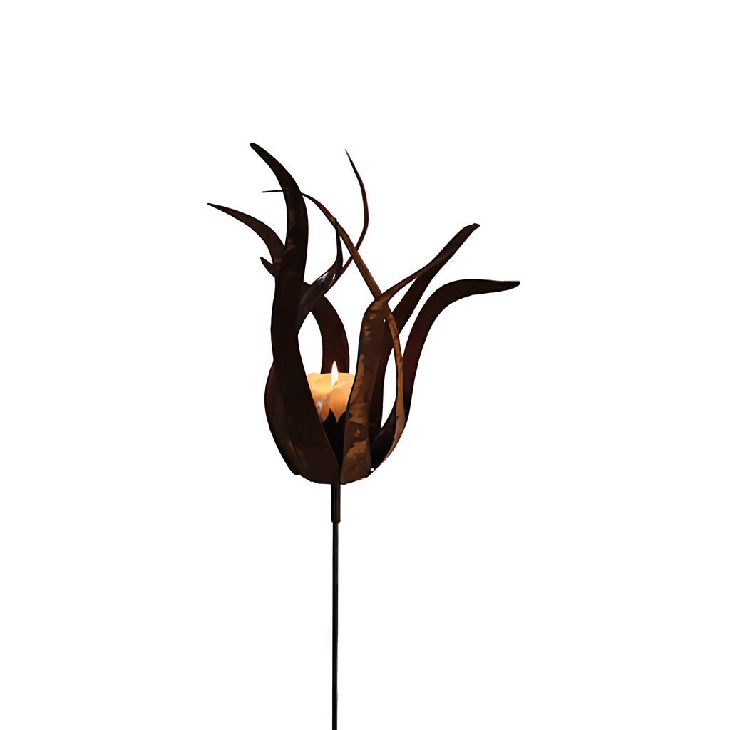  Feuerblume Für Kerze - Rost Metall Gartendeko - Flos Ignis