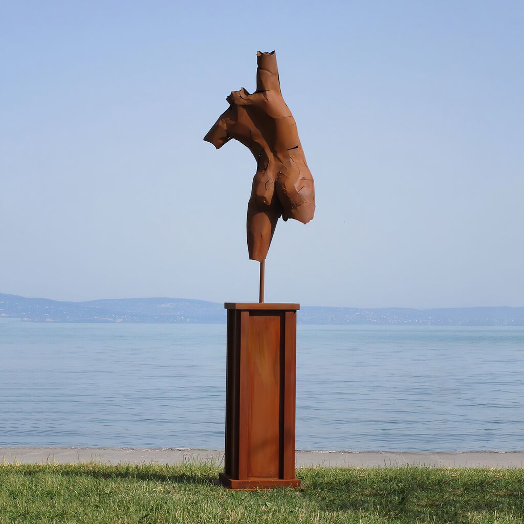  Figur Mann Torso Auf Sockel - Edelstahl Oder Rost - Herofo