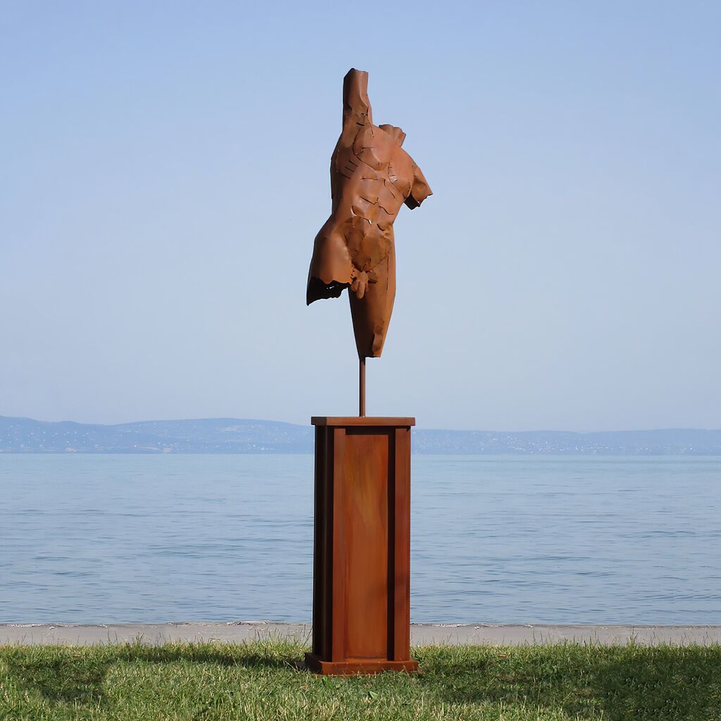  Figur Mann Torso Auf Sockel - Edelstahl Oder Rost - Herofo
