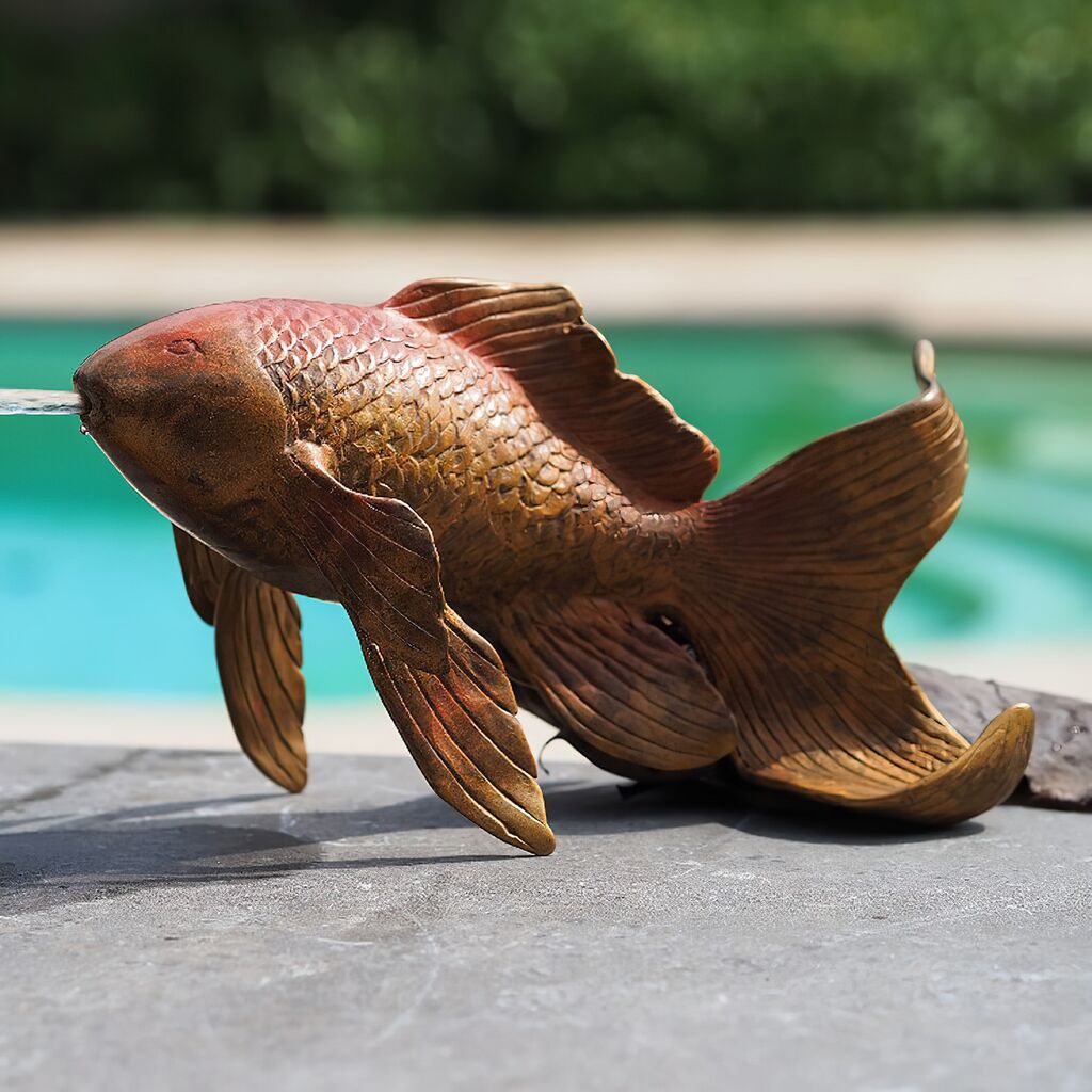  Fisch Wasserspeier Aus Bronze In Orange - Fisch Timo