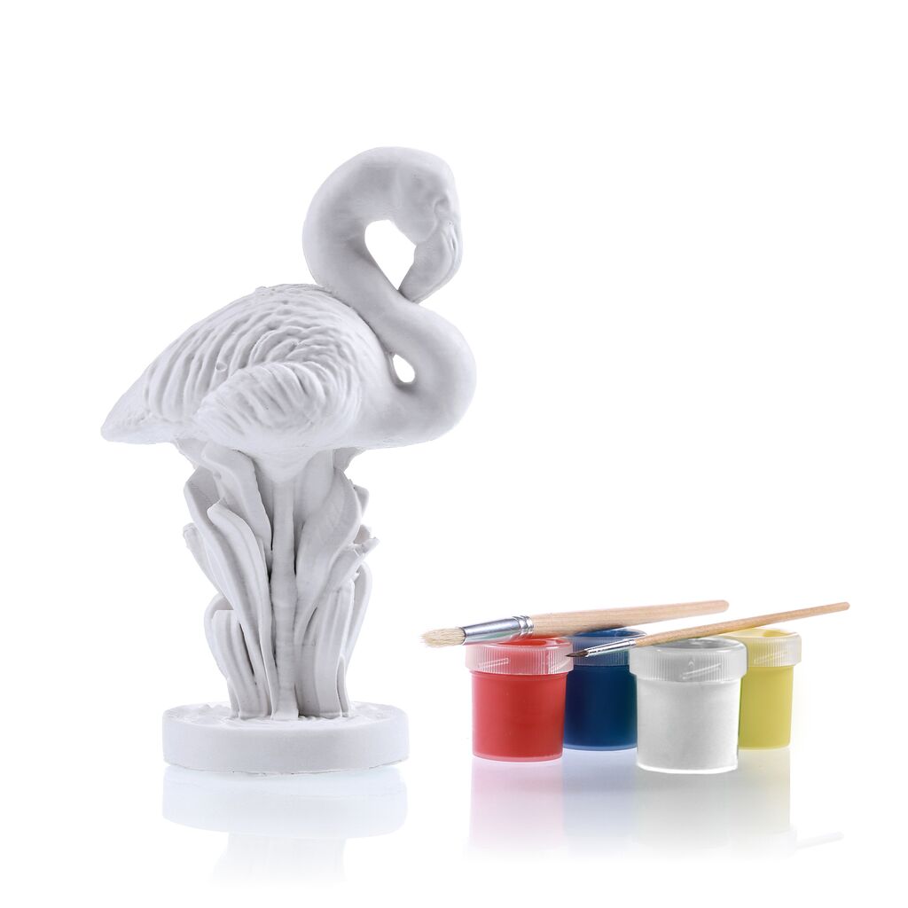  Flamingo Mit Farbe & Pinsel Zum Bemalen Aus Natürlichem Gips - Elviri