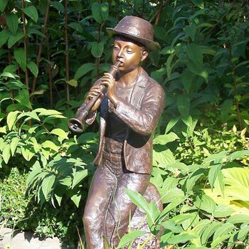  Flötenspieler Figur Aus Bronze - Hans