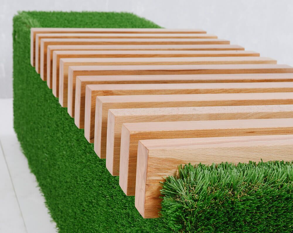  Formschnitt Gartenbank - Holz, GFK & Kunstrasen - Grün - Fenix