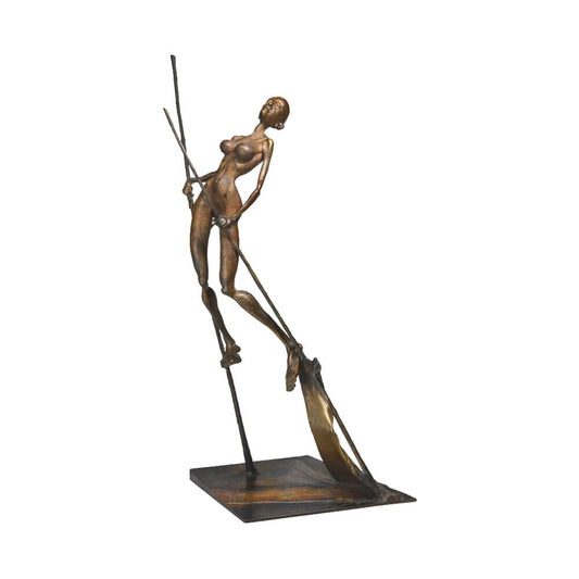  Frau Auf Stelzen - Stilvolle Bronze Aktskulptur - Die Königin