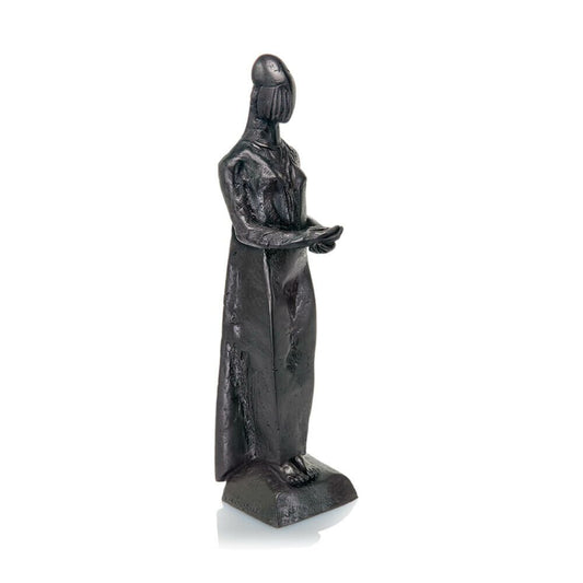  Frau Mit Gewand Als Grau-schwarze Bronzeskulptur - Die Anbieterin