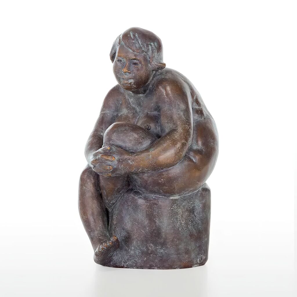  Frau Sitzt Auf Stein - Limitierte Bronzeskulptur - Susanna