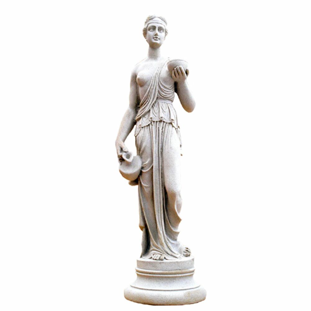 Frauenstatue Mit Krügen Auf Sockel - Steinguss Gartenfigur - Tayan