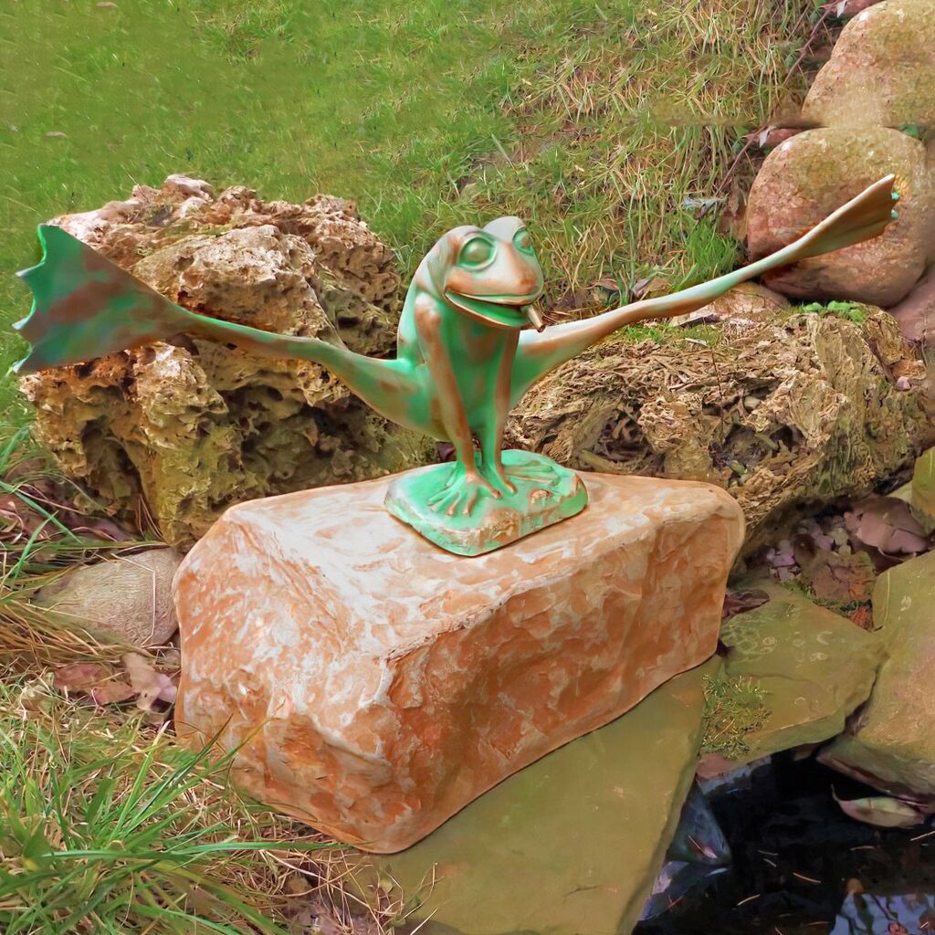  Fröhlicher Steinguss Frosch Als Wasserspeier Für Den Gartenteich - Frederikos