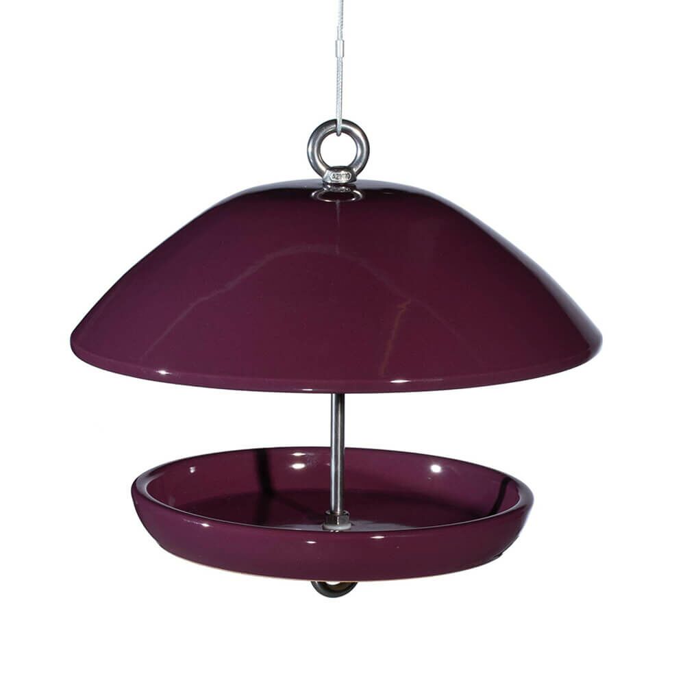  Frostsicheres Garten Vogelhäuschen Aus Bester Keramik - Fuchsia -Rund - Zum Aufhängen - Birdy Roza