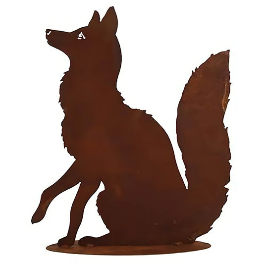  Fuchs Aus Rost Metall - Sitzend - Fox