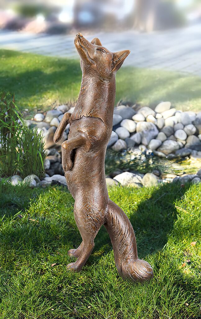  Fuchs Streckt Sich - Bronze Gartenfigur - Fuchs