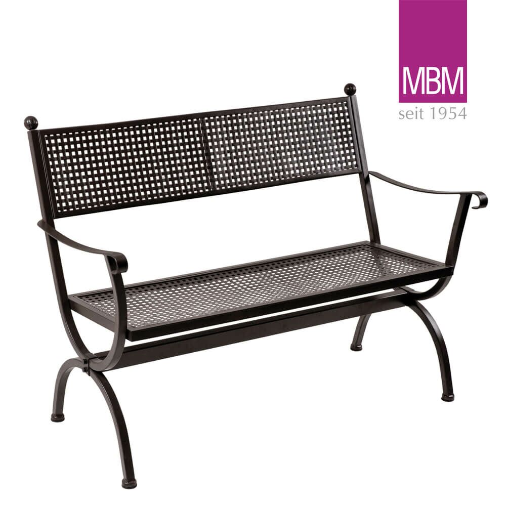  Garten-Bank 2 Sitzer Aus Metall - MBM - Eisen - 122x62x90cm - Wetterfest - Gartenbank Romeo