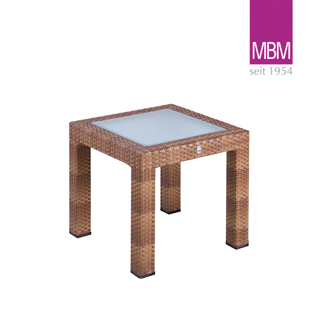  Garten Beistelltisch Von MBM - Alu, Geflecht & Glas - 50x50cm - Beistelltisch Bellini