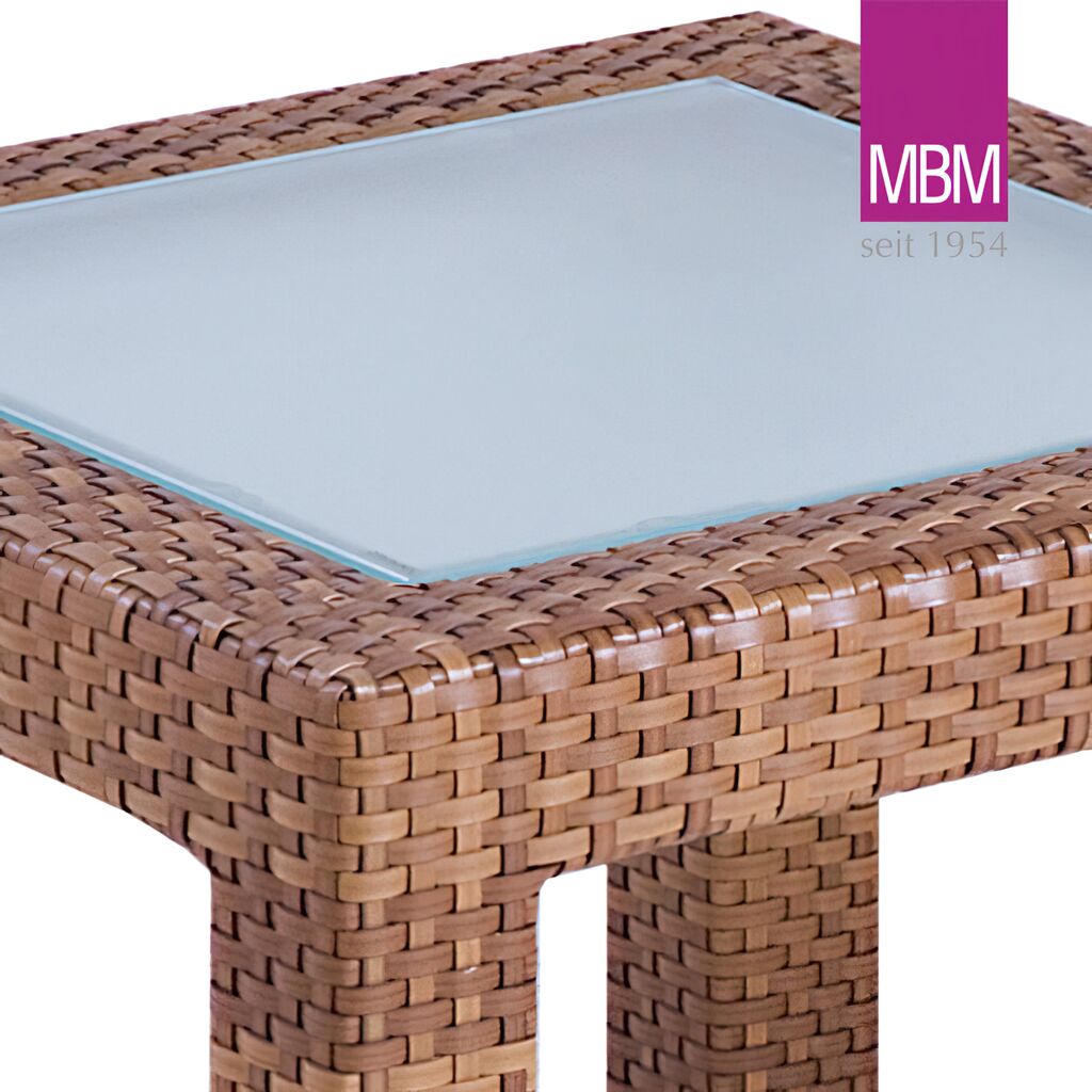  Garten Beistelltisch Von MBM - Alu, Geflecht & Glas - 50x50cm - Beistelltisch Bellini