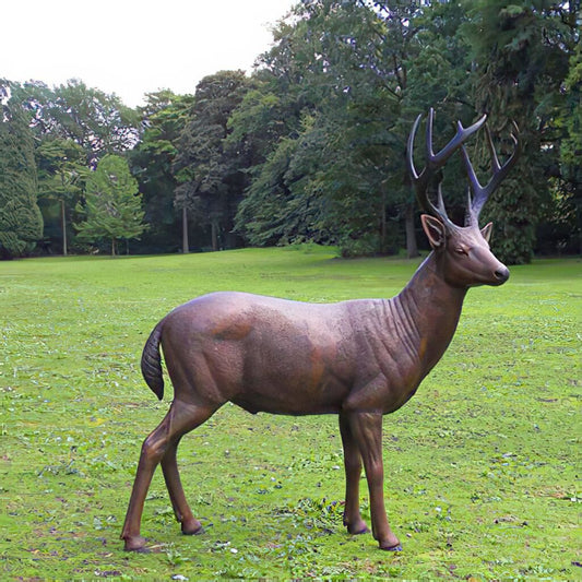  Garten Bronzestatue Mit Hirsch - König Des Waldes