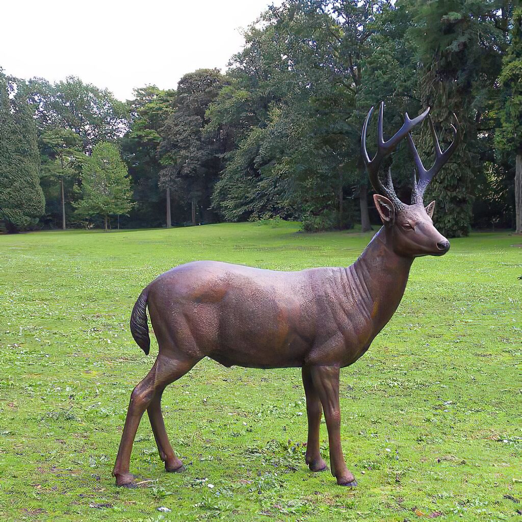  Garten Bronzestatue Mit Hirsch - König Des Waldes