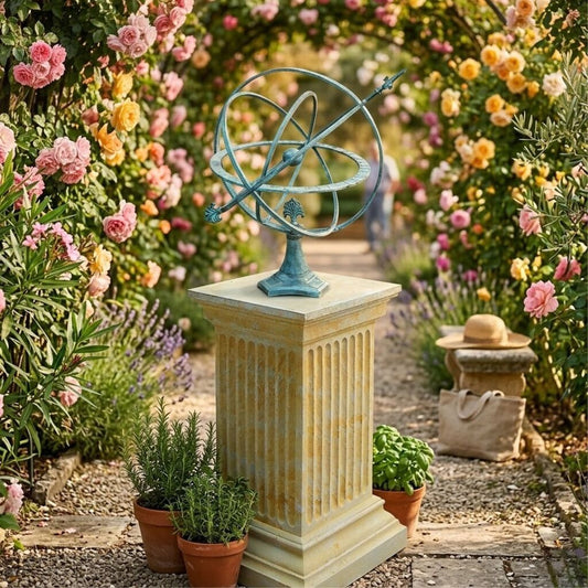  Garten Deko Armillarsphäre Aus Bronze Mit Sockel - Kolumbus