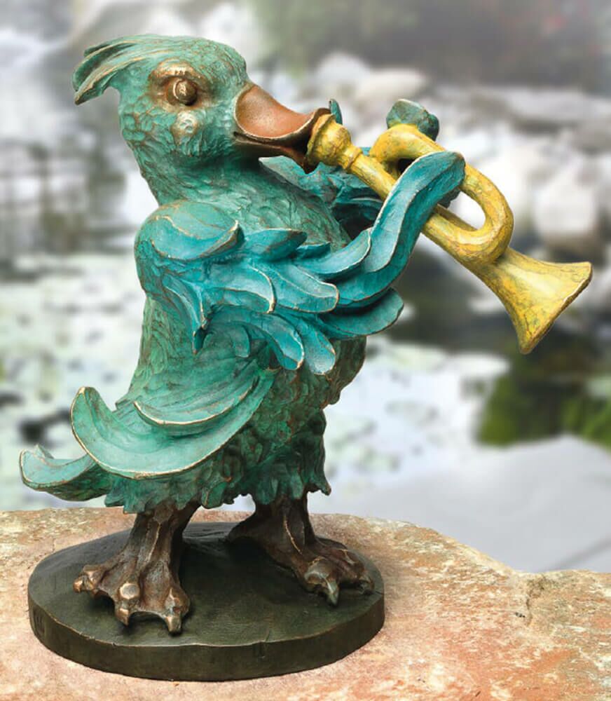  Garten Entenfigur Aus Bronze Mit Trompete - Trompeter