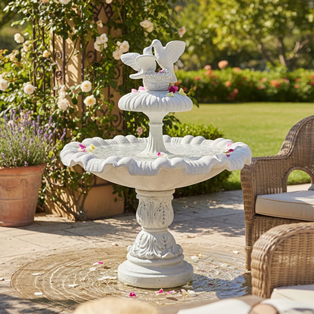  Garten Fontäne Mit Tauben Aus Steinguss Inklusive Pumpe - Ucella