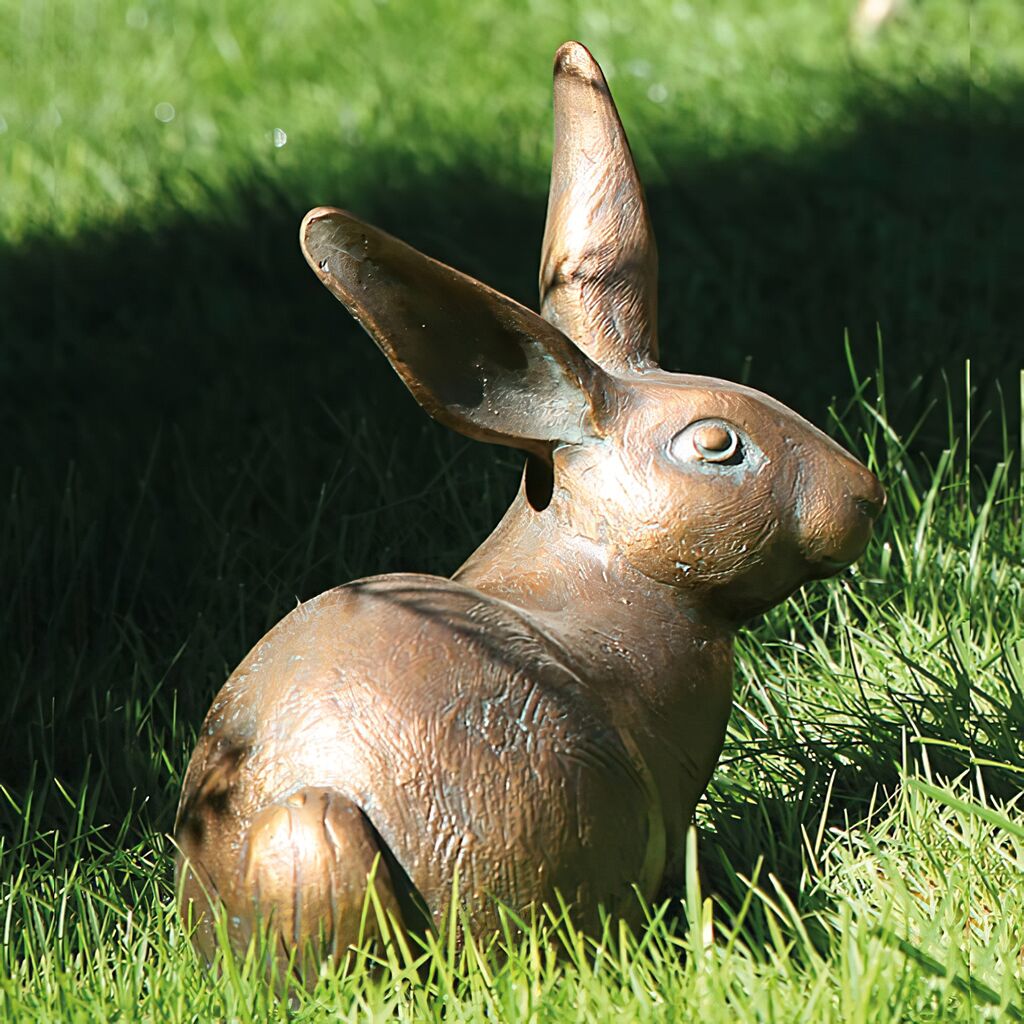  Garten Hasen Figur Aus Robuster Bronze - Hase