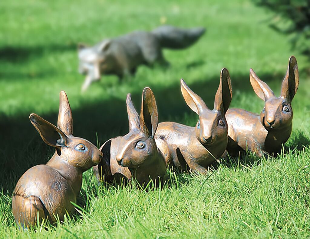  Garten Hasen Figur Aus Robuster Bronze - Hase