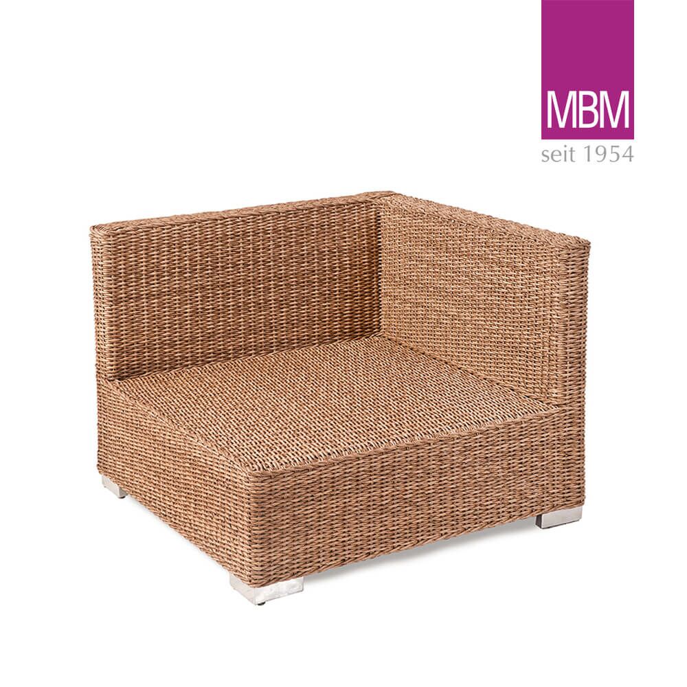 Garten Lounge Ecke Sofa - MBM - Alu & Geflecht - Braun - Quadratisch - Eckmodul Bellini