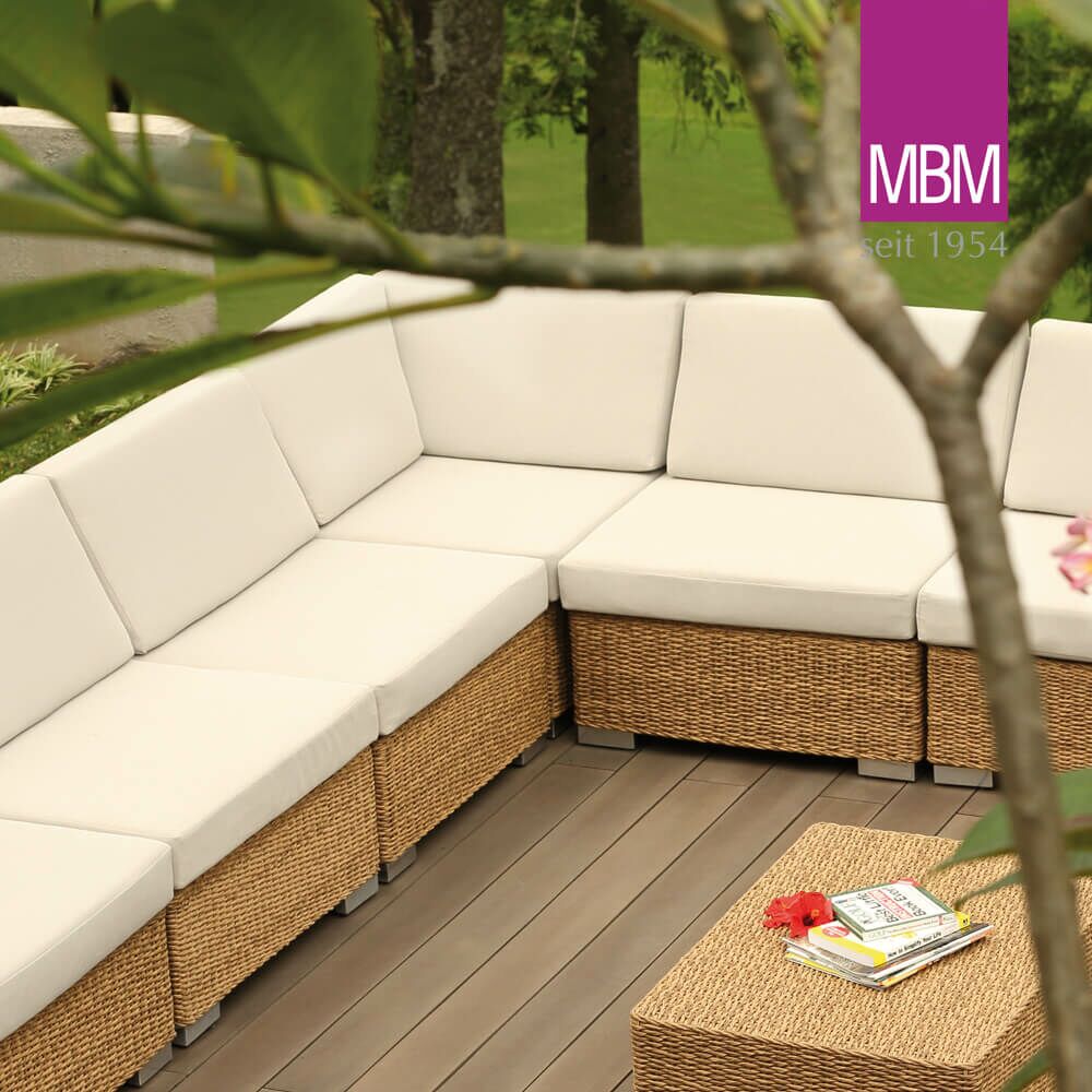  Garten Lounge Ecke Sofa - MBM - Alu & Geflecht - Braun - Quadratisch - Eckmodul Bellini