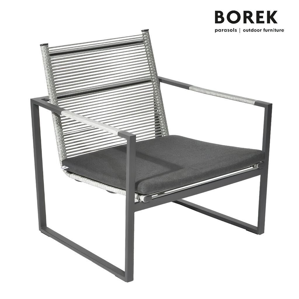  Garten Lounge Sessel Von Borek - Inkl. Kissen - Aluminium - Anthrazit Grau - Andria Klubsessel