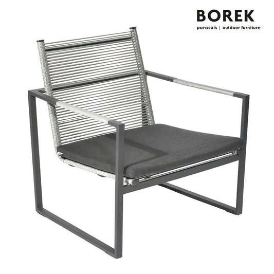  Garten Lounge Sessel Von Borek - Inkl. Kissen - Aluminium - Anthrazit Grau - Andria Klubsessel