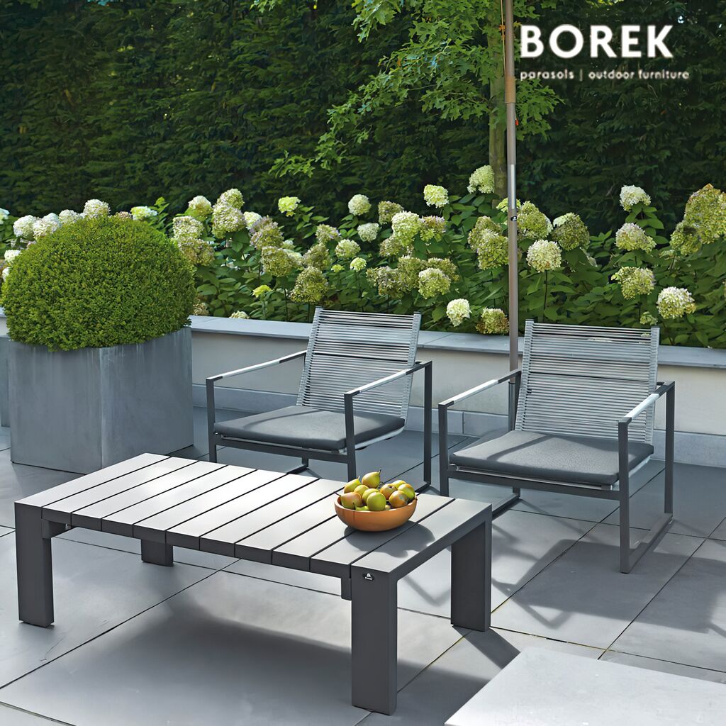  Garten Lounge Sessel Von Borek - Inkl. Kissen - Aluminium - Anthrazit Grau - Andria Klubsessel