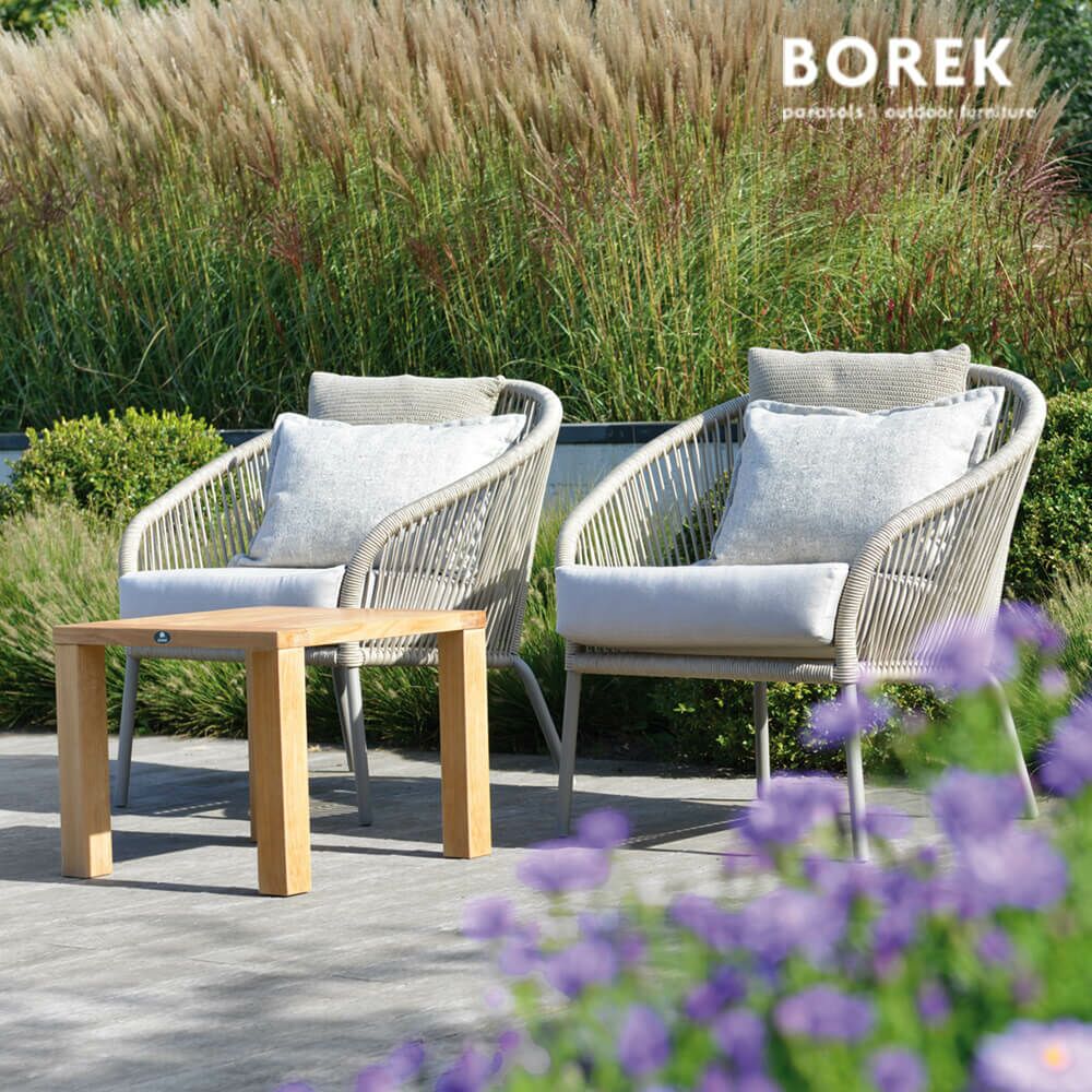  Garten Loungesessel Von Borek - Aluminium - Mit Kissen - Beige & Braun Meliert - Colette Klubsessel