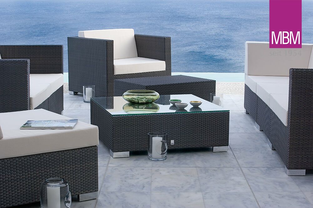  Garten Loungetisch Von MBM - Dunkelbraun - Polyrattan - Loungetisch Bellini
