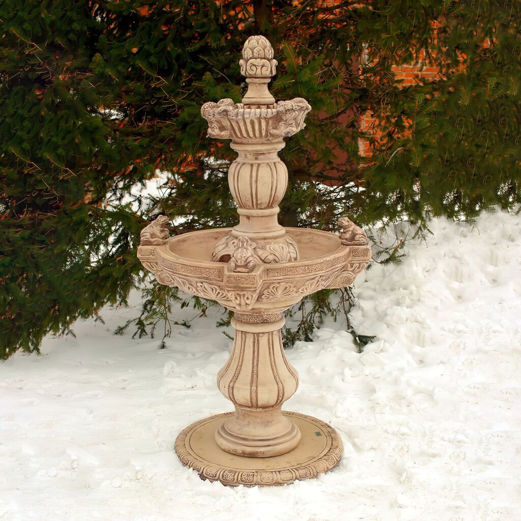  Garten Springbrunnen Aus Steinguss Mit Wasserspeienden Froschfiguren - Licia