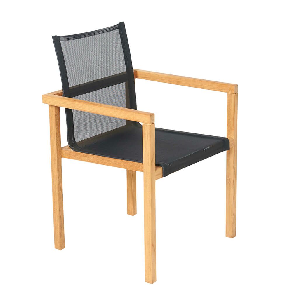  Garten Stapelstuhl Aus Teakholz & Kunststoffgewebe - Ethan Stapelstuhl