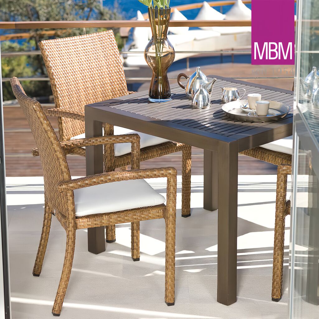  Garten Stapelstuhl Von MBM - Alu & Polyrattan - Mit Armlehnen - Sessel Bellini