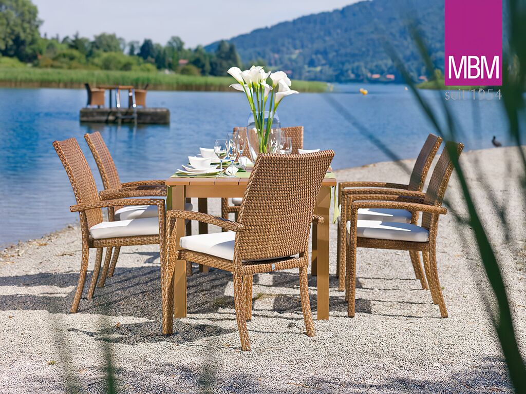  Garten Stapelstuhl Von MBM - Alu & Polyrattan - Mit Armlehnen - Sessel Bellini