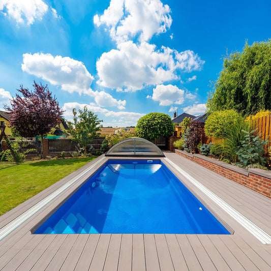  Garten Swimming Pool Mit Ecktreppe - 310x610cm - Rechteckig - Komplettset - Glas-Verbundbecken - Messolongi Rubin