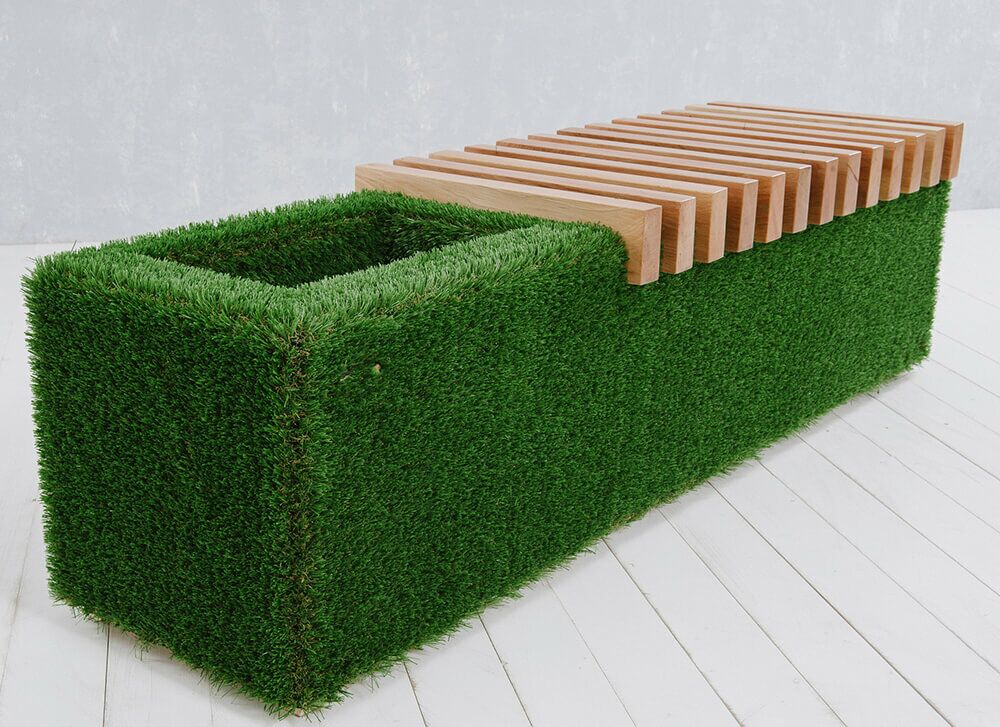  Gartenbank Mit Kasten - Holz, GFK & Kunstrasen - Grün - Feodor