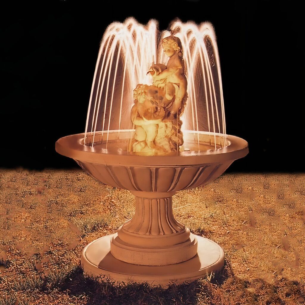  Gartenbrunnen Aus Steinguss Mit Dekorativer Putten Skulptur - Gianpiero
