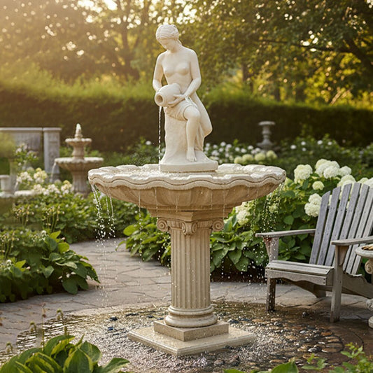  Gartenbrunnen Im Antik Design Mit Frau Als Brunnenskulptur - Grazia