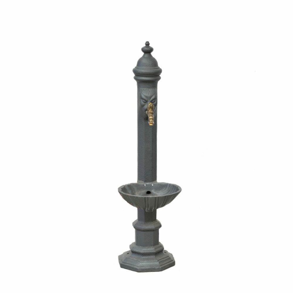  Gartenbrunnen Mit Gesicht Und Becken Aus Gusseisen - Valur